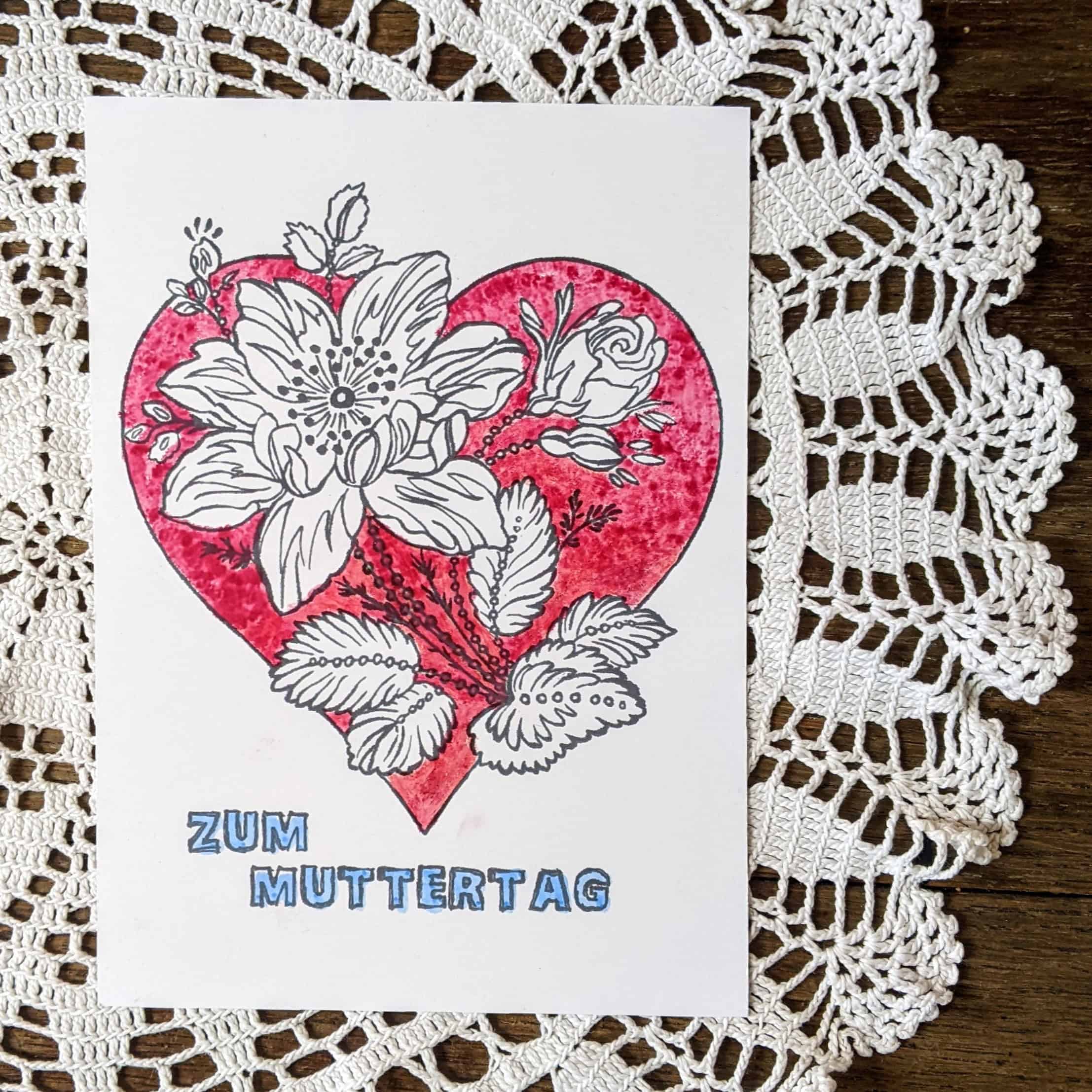 Muttertagskarte zum Ausmalen