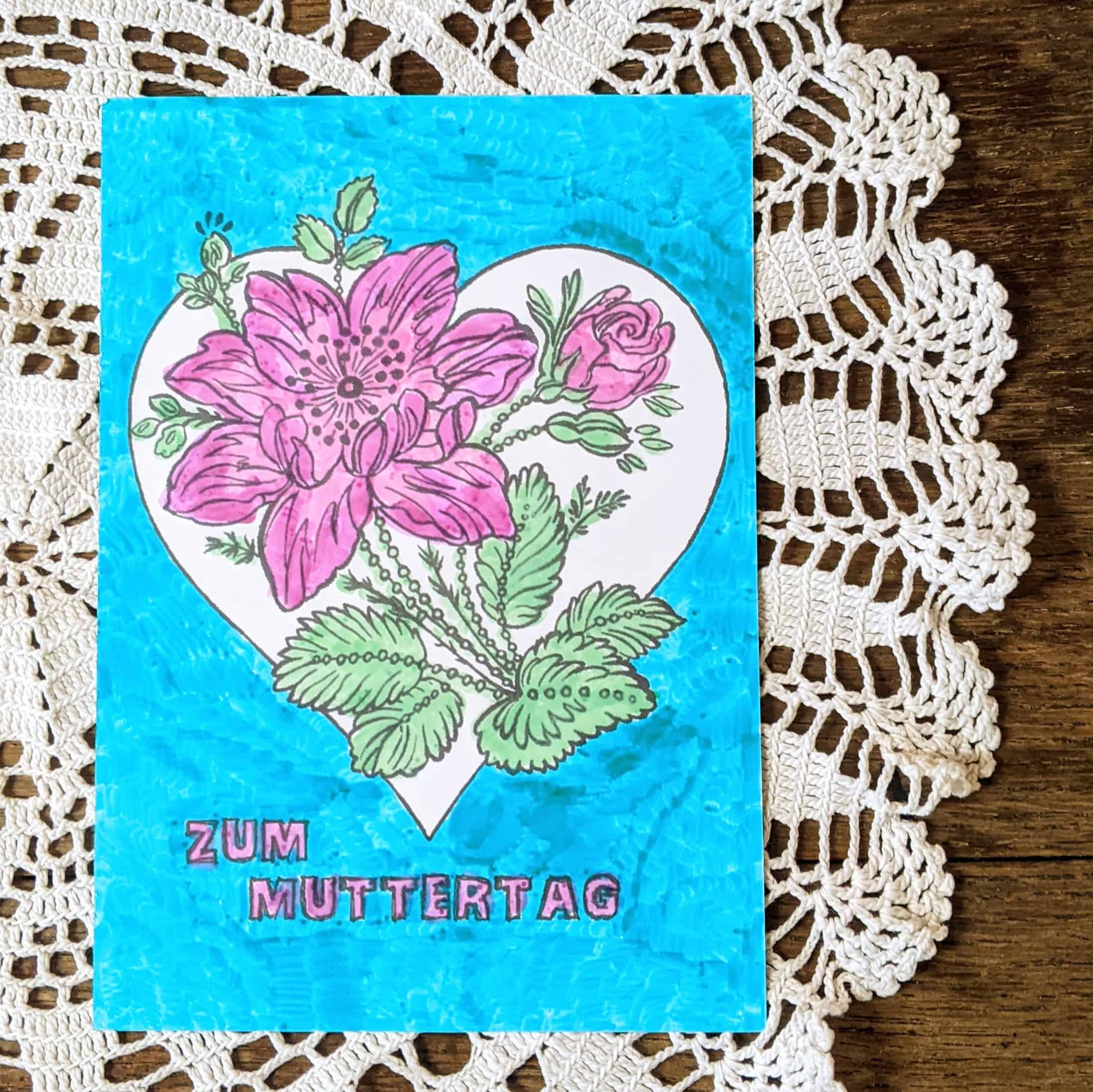 Muttertagskarte zum Ausmalen