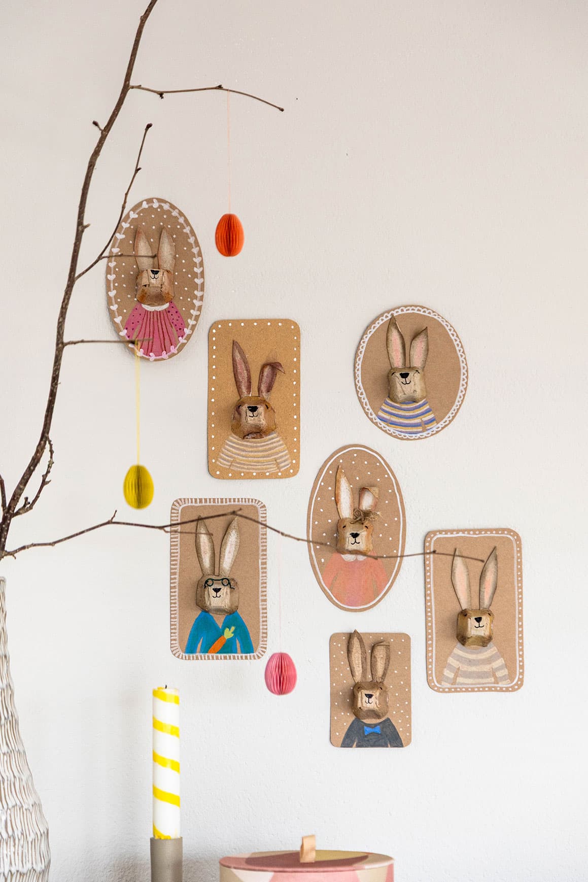 Osterdeko aus Eierkarton basteln – Osterhasen Galerie