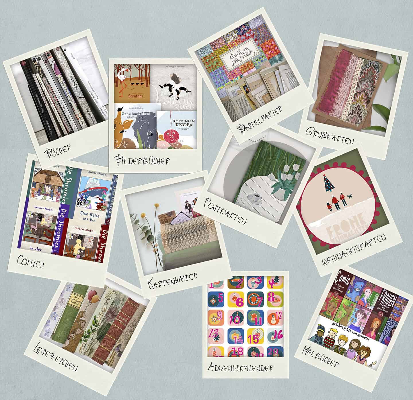 Schön illustrierte Taschenbücher mit Poesie und Kurzgeschichten, Bilderbücher, Comics, feine Papeterie, Malbücher und Bastelmaterial – Ulli Verlag