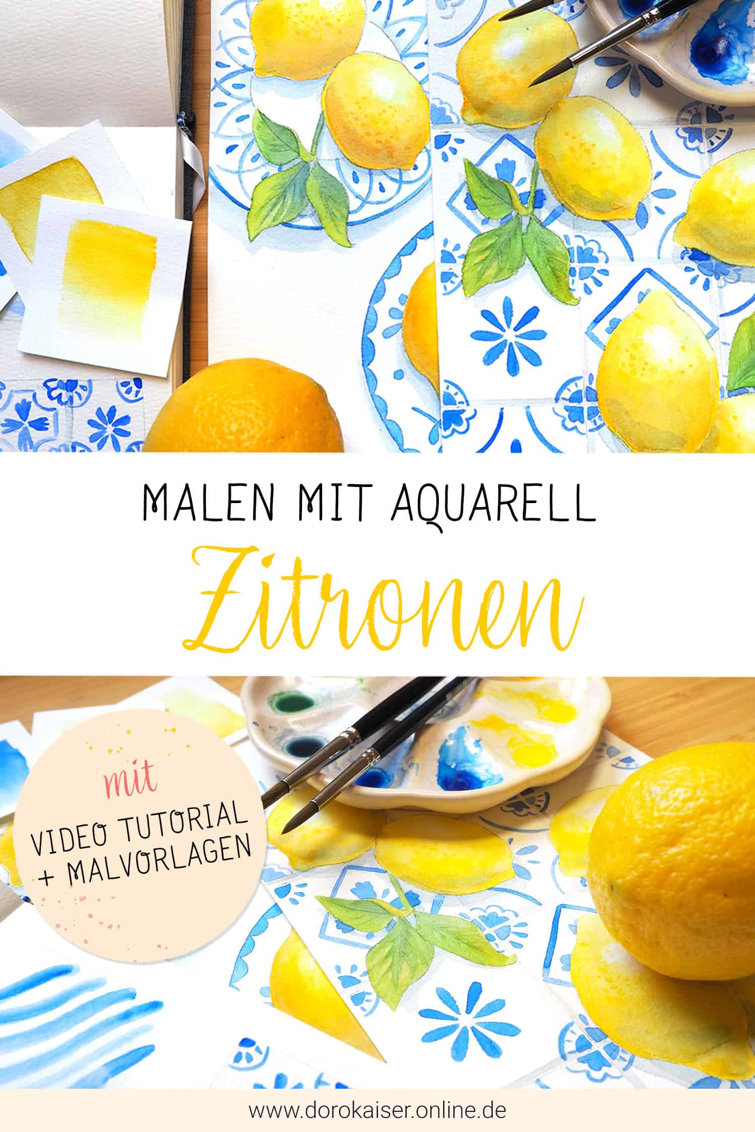 Zitronen mit Aquarellfarben malen
