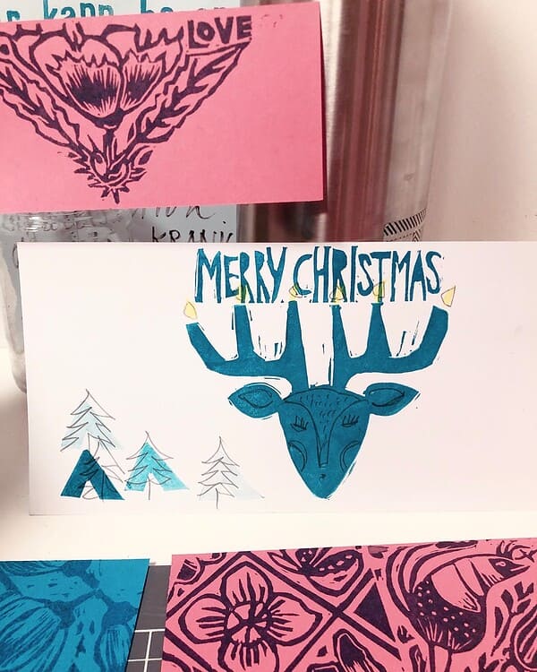 Weihnachtliche Druckwerkstatt – Grußkarten mit Stempeldruck