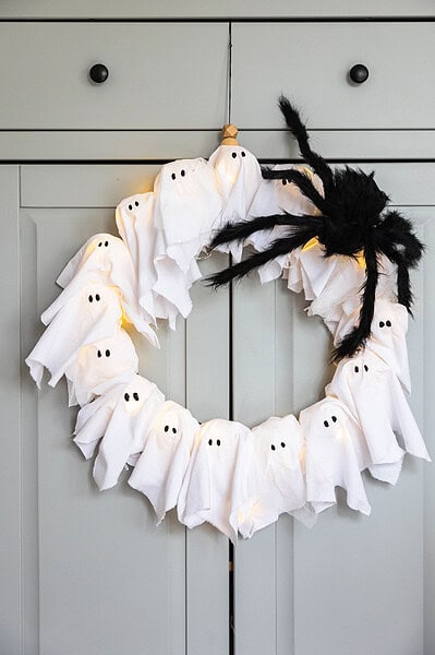 Halloween Dekoration, Geister Lichterkranz, Handgemacht, Halloween Party, Gruselige Wohnideen.