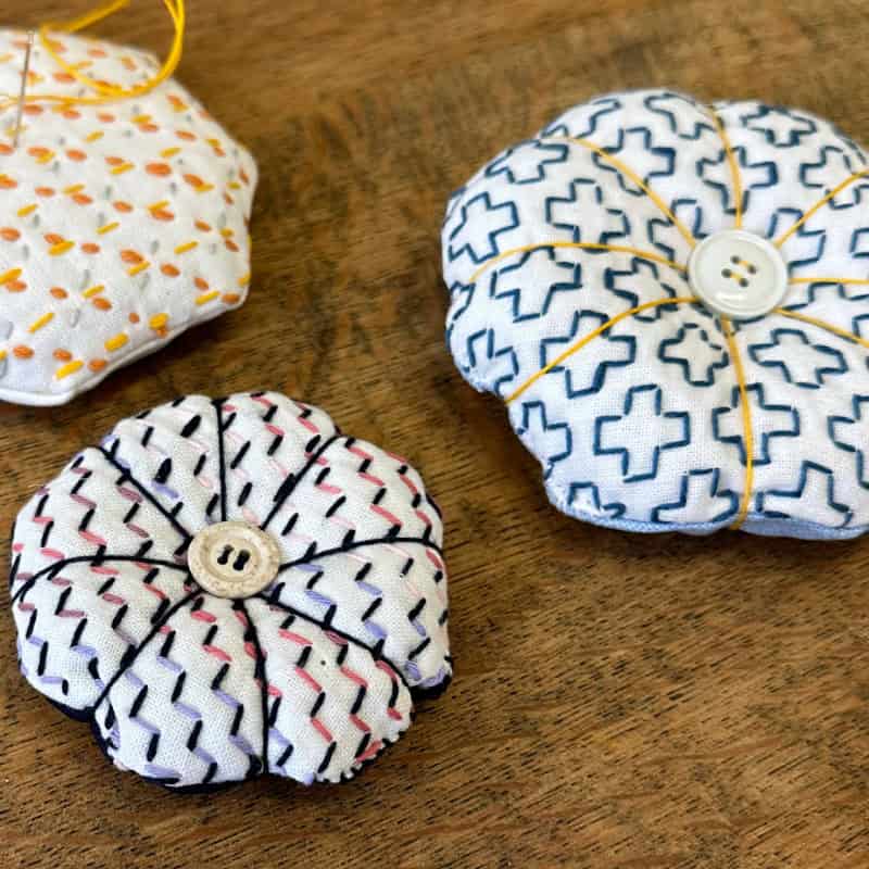 Sashiko in Farbe: Buntes Nadelkissen sticken