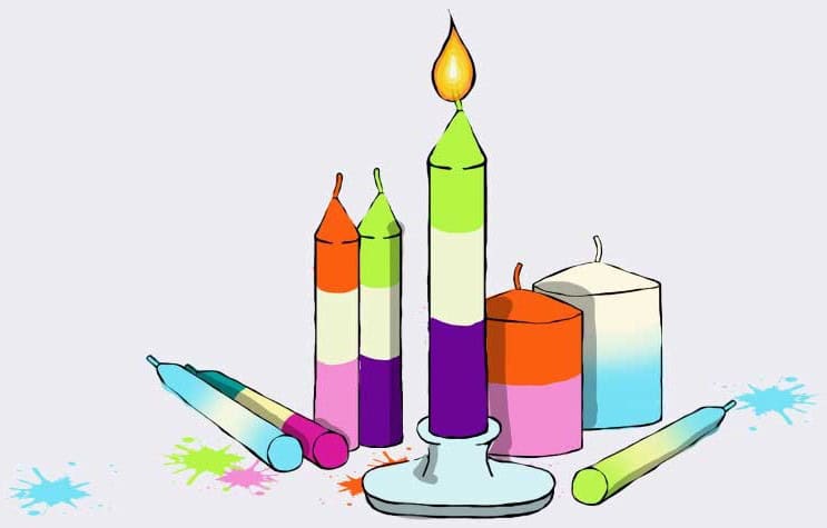 Unsere Weihnachtswerkstatt: Workshop für buntes Kerzen-Tauchen.