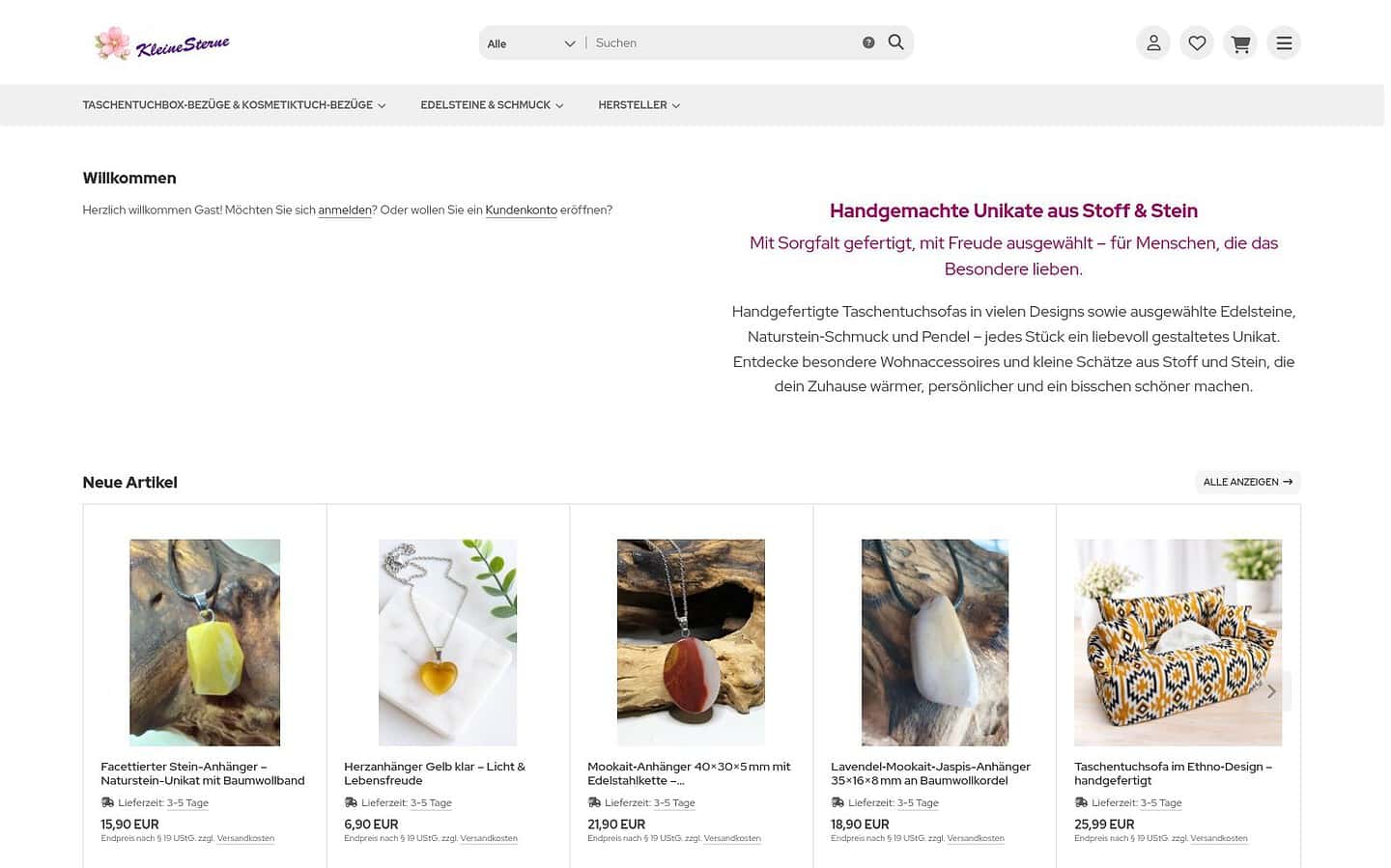 KleineSterne – Handgemachte Taschentuchsofas & Schätze aus der Natur