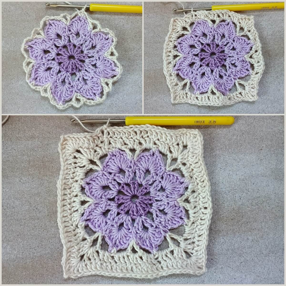 Granny Square mit großer Blume – Häkelanleitung Schritt für Schritt