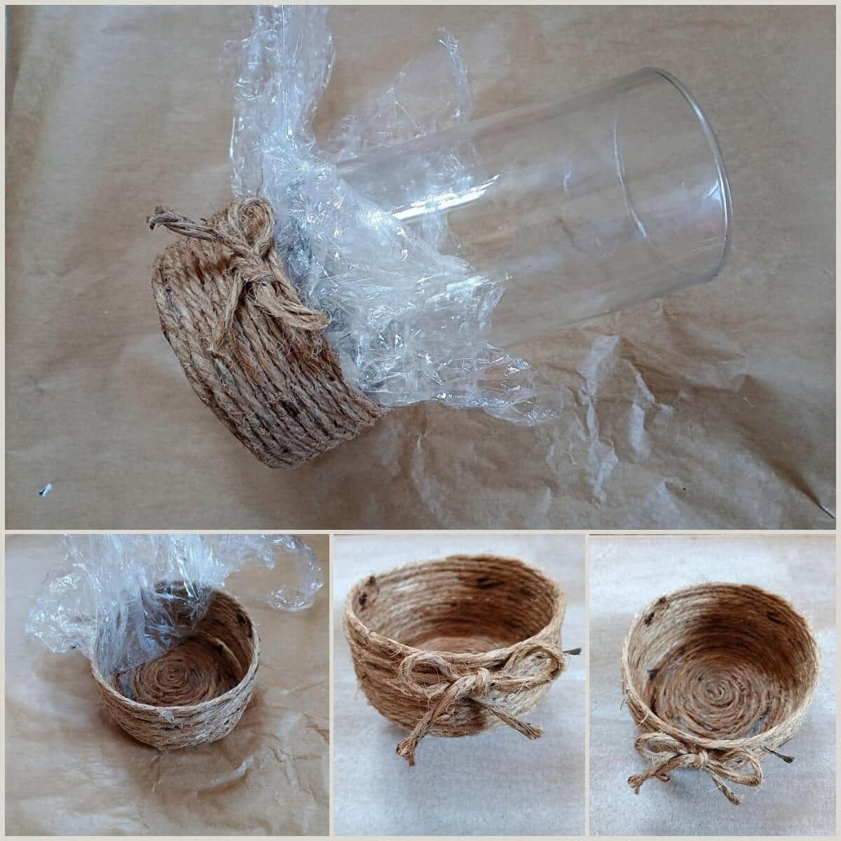 Windlicht mit Körbchen aus Schnur & DIY‑Kleber