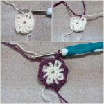 Dekoratives Granny Square mit Blattmuster in zwei Farben