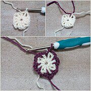 Dekoratives Granny Square mit Blattmuster in zwei Farben
