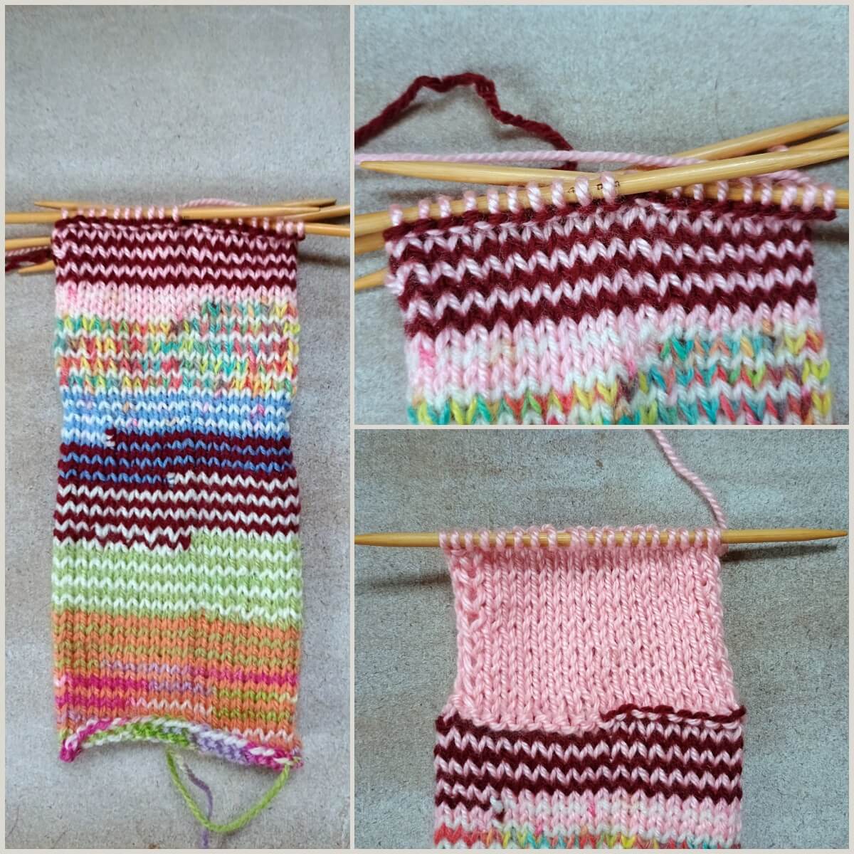 Handytasche aus Garnresten – Strickanleitung in Spiralrunden (Gum‑Gum)