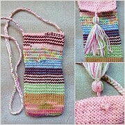 Handytasche aus Garnresten – Strickanleitung in Spiralrunden (Gum‑Gum)