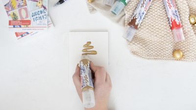 Festtagsgrüße easy peasy – Tannenbaum mit der breiten Spitze malen