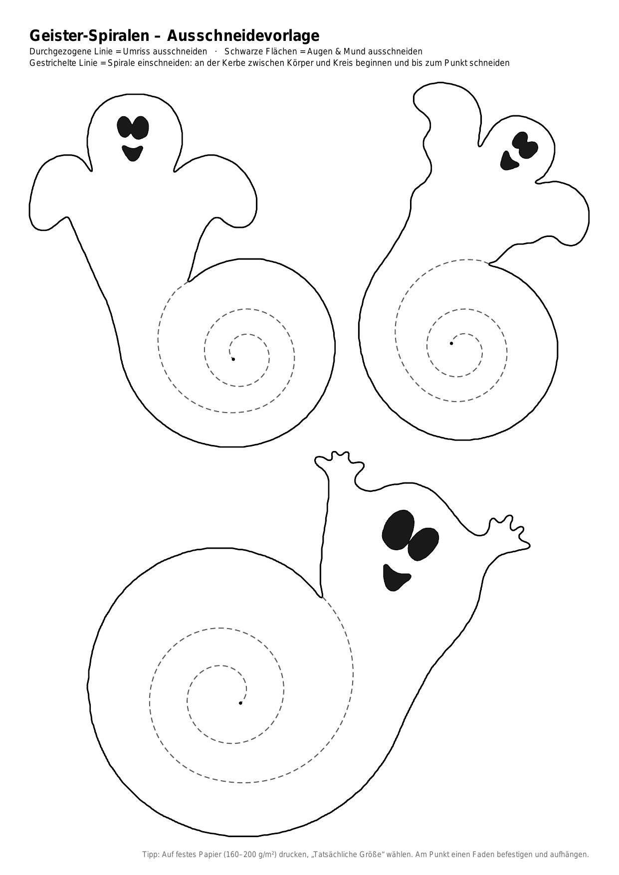 Gespenster-Spiralen Vorlage zum Ausdrucken