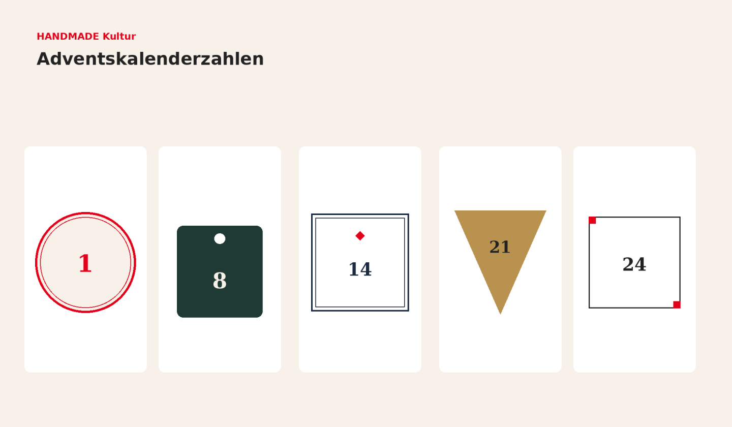 Adventskalenderzahlen zum Ausdrucken: 5 Vorlagen