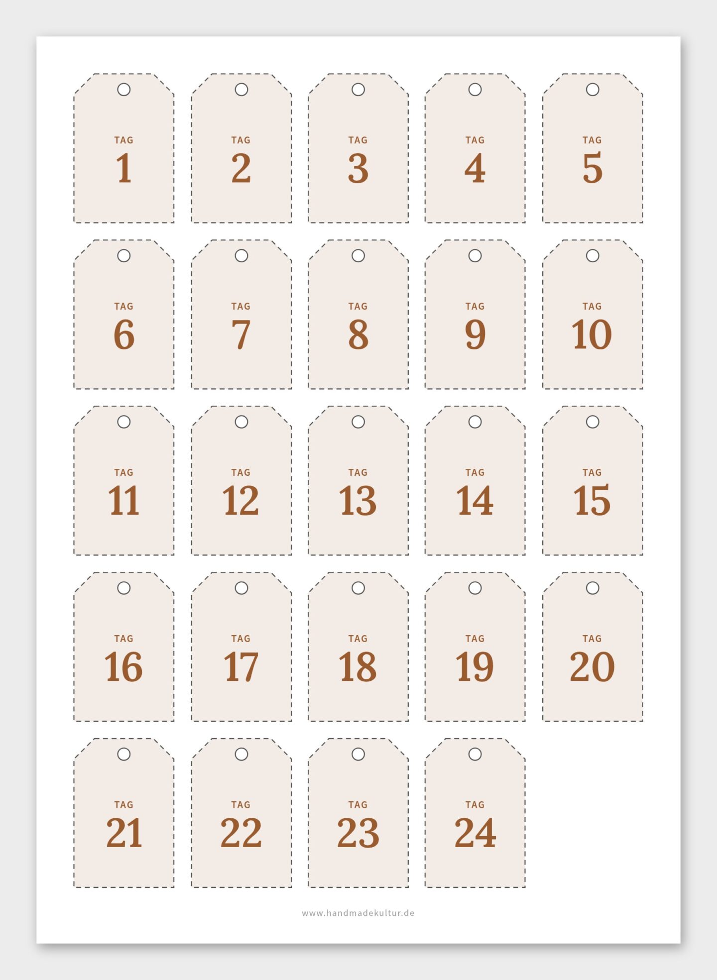 Adventskalender-Anhänger als Stern, Tannenbaum oder Kugel zum Ausdrucken
