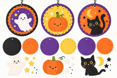 Basteln mit Kindern: Halloween-Anhänger aus Papier