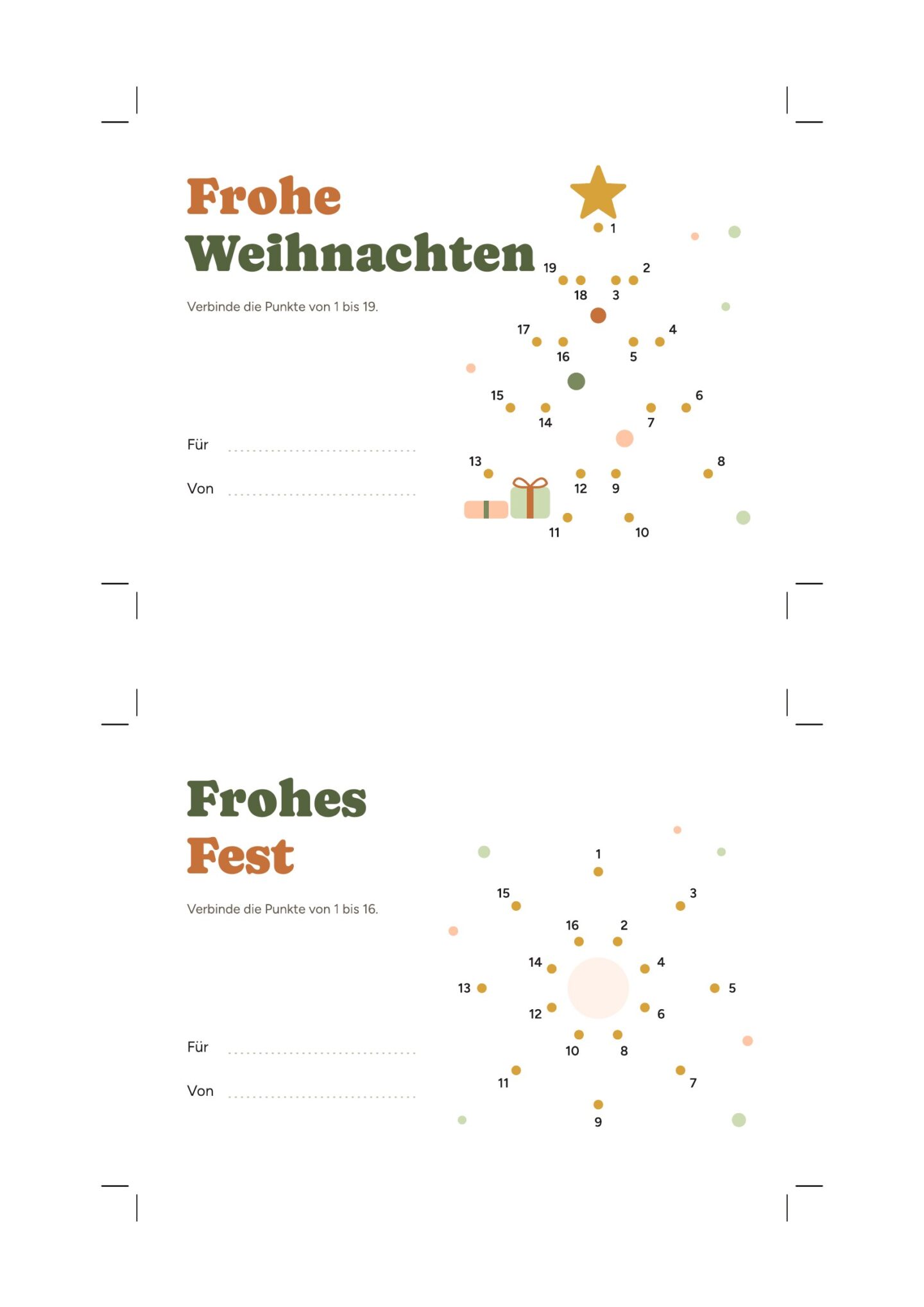 Weihnachtskarten Freebie: Punkte verbinden und verschenken