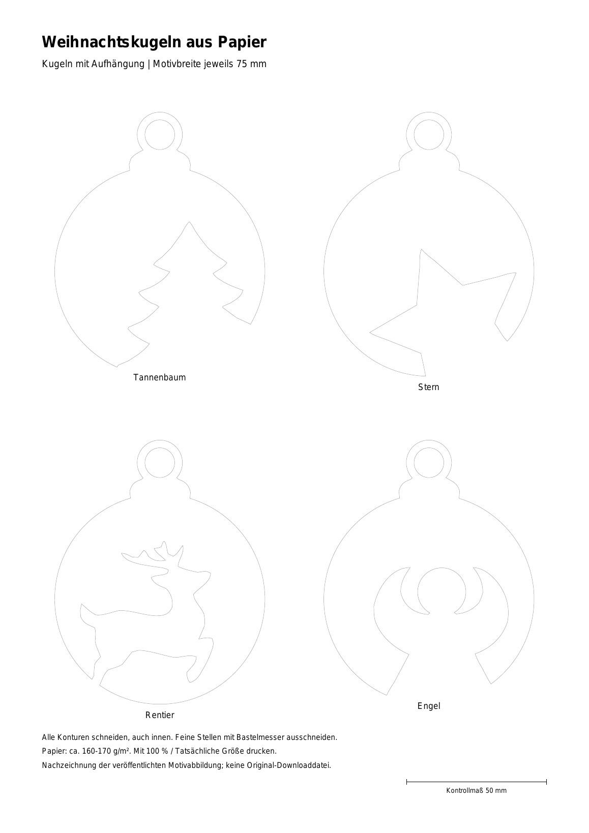 Weihnachtskugeln aus Papier – Schnittvorlage