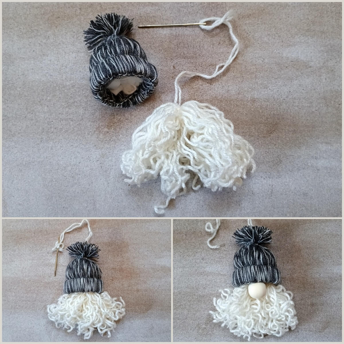 Wichtel aus Garn basteln – süße kleine DIY-Gnome als Anhänger
